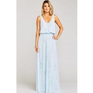 Show Me Your Mumu Kendall Blue Watercolor Flowy Maxi Dress Size XS
